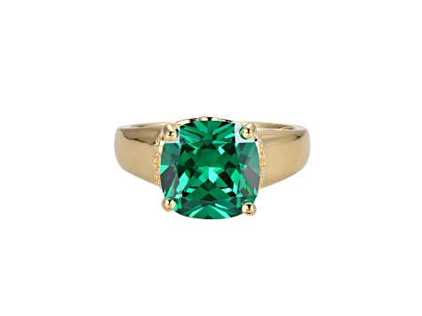 Green And White Cubic Zirconia 18k Yellow Gold Over Silver May Birthstone Ring 5.23ctw