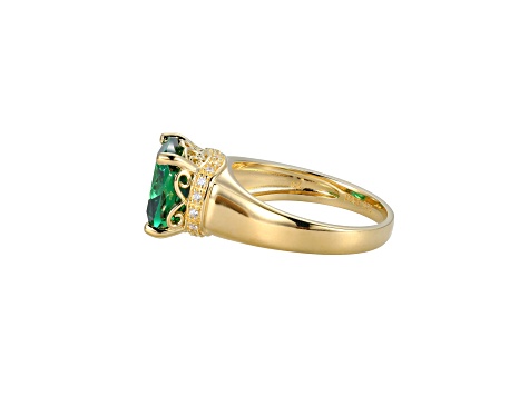 Green And White Cubic Zirconia 18k Yellow Gold Over Silver May Birthstone Ring 5.23ctw