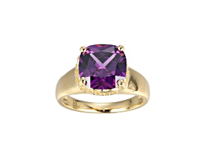 Purple And White Cubic Zirconia 18k Yellow Gold Over Silver February Birthstone Ring 5.81ctw