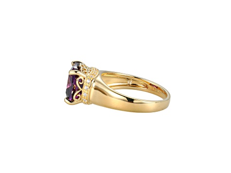 Purple And White Cubic Zirconia 18k Yellow Gold Over Silver February Birthstone Ring 5.81ctw