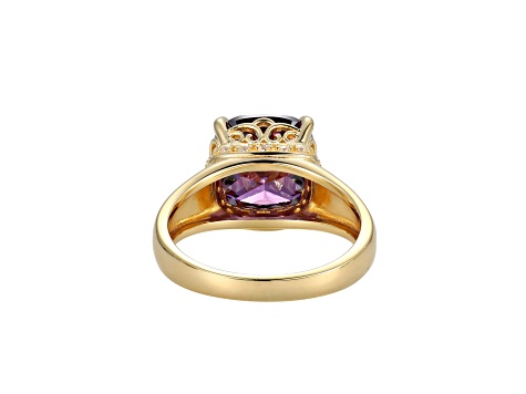 Purple And White Cubic Zirconia 18k Yellow Gold Over Silver February Birthstone Ring 5.81ctw