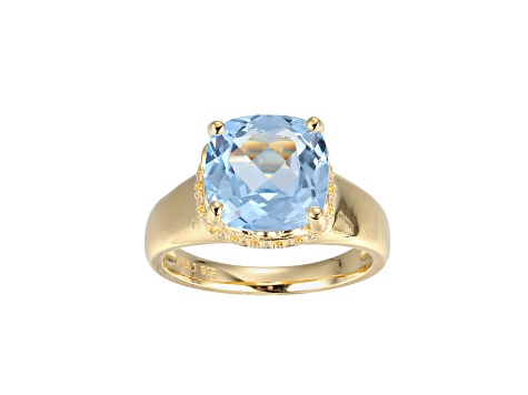 Lab Blue Spinel And White Cubic Zirconia 18k Yellow Gold Over Silver ...