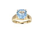 Lab Blue Spinel And White Cubic Zirconia 18k Yellow Gold Over Silver March Birthstone Ring 3.79ctw