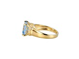 Lab Blue Spinel And White Cubic Zirconia 18k Yellow Gold Over Silver March Birthstone Ring 3.79ctw