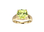 Green And White Cubic Zirconia 18k Yellow Gold Over Silver August Birthstone Ring 6.98ctw