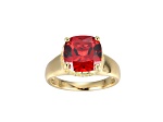 Red And White Cubic Zirconia 18k Yellow Gold Over Silver January Birthstone Ring 7.23ctw