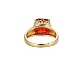Red And White Cubic Zirconia 18k Yellow Gold Over Silver January Birthstone Ring 7.23ctw