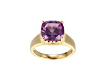 Lab Alexandrite Sapphire And Cubic Zirconia 18k Yellow Gold Over Silver June Birthstone Ring 8.14ctw