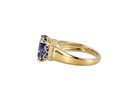 Blue And White Cubic Zirconia 18k Yellow Gold Over Silver December Birthstone Ring 6.72ctw