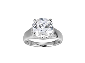 White Cubic Zirconia Platinum Over Sterling Silver April Birthstone Ring 6.71ctw