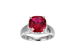 Lab Created Ruby And White Cubic Zirconia Platinum Over Silver July Birthstone Ring 4.42ctw