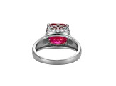 Lab Created Ruby And White Cubic Zirconia Platinum Over Silver July Birthstone Ring 4.42ctw