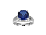 Lab Created Blue Sapphire And Cubic Zirconia Platinum Over Silver September Birthstone Ring 4.45ctw