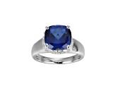 Lab Created Blue Sapphire And Cubic Zirconia Platinum Over Silver September Birthstone Ring 4.45ctw