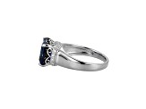 Lab Created Blue Sapphire And Cubic Zirconia Platinum Over Silver September Birthstone Ring 4.45ctw