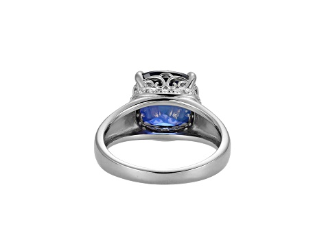 Lab Created Blue Sapphire And Cubic Zirconia Platinum Over Silver September Birthstone Ring 4.45ctw