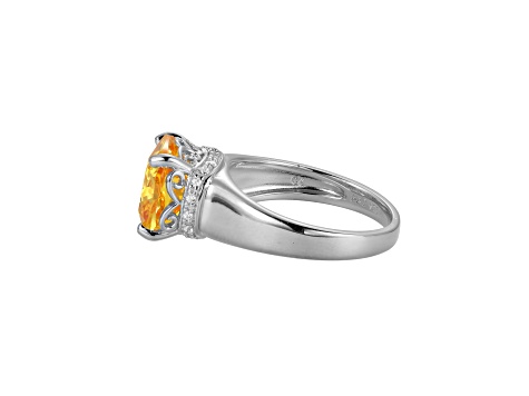 Yellow And White Cubic Zirconia Platinum Over Silver November Birthstone Ring 7.10ctw