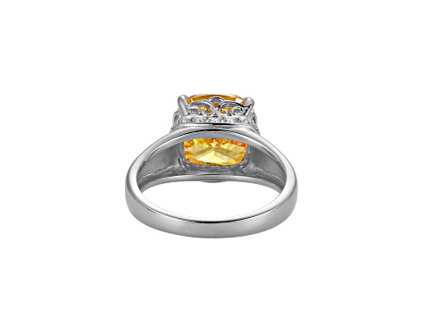 Yellow And White Cubic Zirconia Platinum Over Silver November Birthstone Ring 7.10ctw