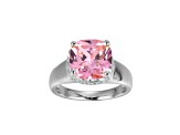 Pink And White Cubic Zirconia Platinum Over Silver October Birthstone Ring 7.12ctw