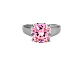 Pink And White Cubic Zirconia Platinum Over Silver October Birthstone Ring 7.12ctw