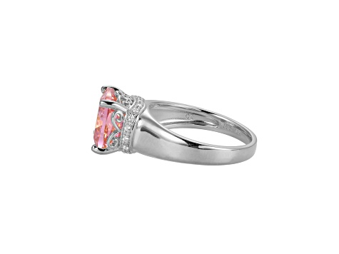 Pink And White Cubic Zirconia Platinum Over Silver October