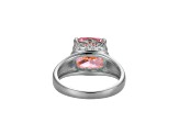 Pink And White Cubic Zirconia Platinum Over Silver October Birthstone Ring 7.12ctw