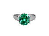 Green And White Cubic Zirconia Platinum Over Silver May Birthstone Ring 5.23ctw