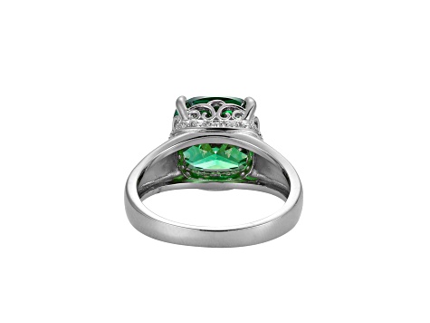 Green And White Cubic Zirconia Platinum Over Silver May Birthstone Ring 5.23ctw