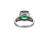 Green And White Cubic Zirconia Platinum Over Silver May Birthstone Ring 5.23ctw