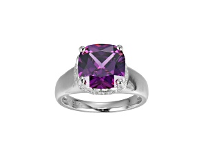 Purple And White Cubic Zirconia Platinum Over Silver February Birthstone Ring 5.81ctw