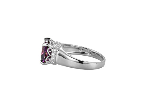 Purple And White Cubic Zirconia Platinum Over Silver February Birthstone Ring 5.81ctw