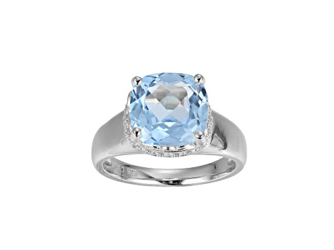 Lab Blue Spinel And White Cubic Zirconia Platinum Over Silver March ...