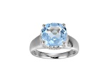 Lab Blue Spinel And White Cubic Zirconia Platinum Over Silver March Birthstone Ring 3.79ctw