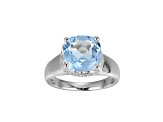 Lab Blue Spinel And White Cubic Zirconia Platinum Over Silver March Birthstone Ring 3.79ctw