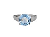 Lab Blue Spinel And White Cubic Zirconia Platinum Over Silver March Birthstone Ring 3.79ctw