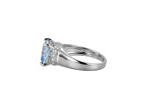 Lab Blue Spinel And White Cubic Zirconia Platinum Over Silver March Birthstone Ring 3.79ctw