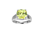 Green And White Cubic Zirconia Platinum Over Silver August Birthstone Ring 6.98ctw