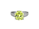 Green And White Cubic Zirconia Platinum Over Silver August Birthstone Ring 6.98ctw