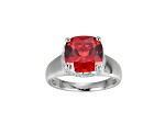 Red And White Cubic Zirconia Platinum Over Silver January Birthstone Ring 7.23ctw