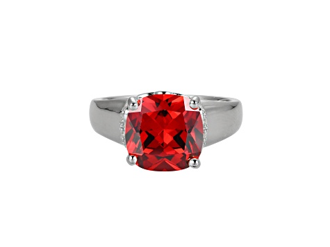 Red And White Cubic Zirconia Platinum Over Silver January Birthstone Ring 7.23ctw