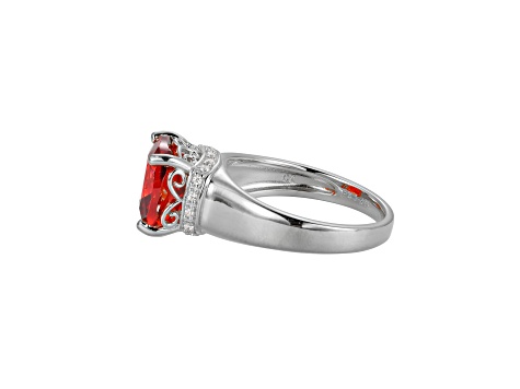 Red And White Cubic Zirconia Platinum Over Silver January Birthstone Ring 7.23ctw