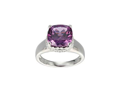 Lab Alexandrite Sapphire And Cubic Zirconia Platinum Over Silver June Birthstone Ring 8.14ctw