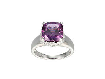 Picture of Lab Alexandrite Sapphire And Cubic Zirconia Platinum Over Silver June Birthstone Ring 8.14ctw