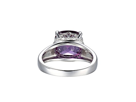 Lab Alexandrite Sapphire And Cubic Zirconia Platinum Over Silver June Birthstone Ring 8.14ctw