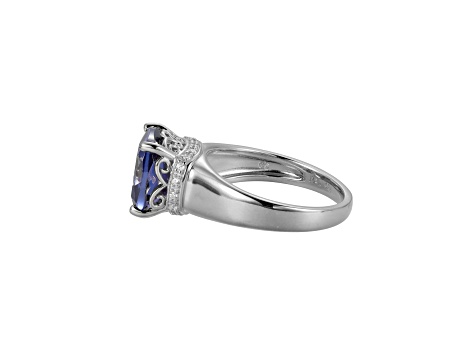 Blue And White Cubic Zirconia Platinum Over Silver December Birthstone Ring 6.72ctw