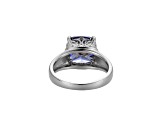 Blue And White Cubic Zirconia Platinum Over Silver December Birthstone Ring 6.72ctw