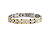 White Cubic Zirconia Stainless Steel Polished Yellow IP Plated Men's Bracelet