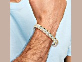 White Cubic Zirconia Stainless Steel Polished Yellow IP Plated Men's Bracelet