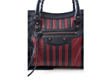Balenciaga Classic City Marine Bordeaux Stripe Small Satchel Bag