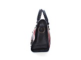 Balenciaga Classic City Marine Bordeaux Stripe Small Satchel Bag